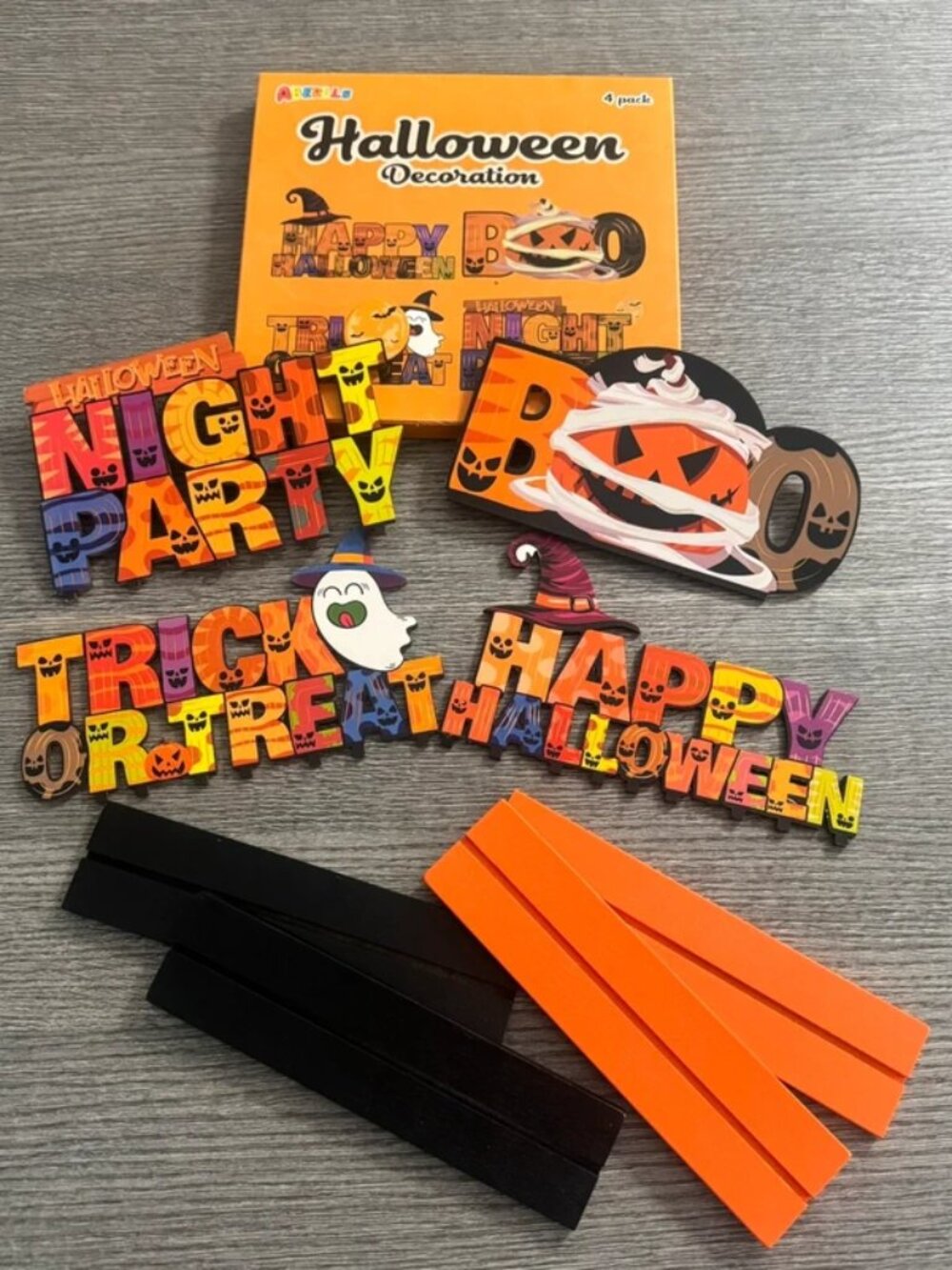 Halloween 4 Pcs Table Wood Signs Decorations